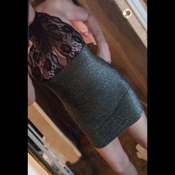 NWOT Lingerie Lace Keyhole Halter Neck Sparkle shimmery Bodycon Nightie Sz OS - Picture 2 of 6